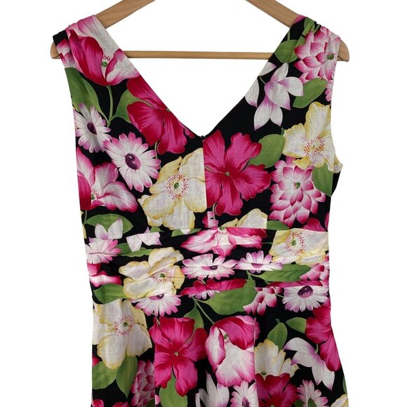 Signature by Robbie Bee Womens Size 12 Colorful Floral Sleeveless Lined Dress - Picture 3 of 10